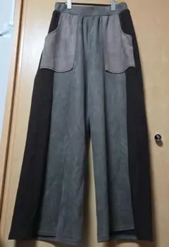 ラ・イマージュ la IMAGE 配色 切り替え 異素材 ロングパンツ 11号