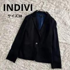 インディヴィ　INDIVI テーラード　ジャケット　黒　ブラック　38 オフィス