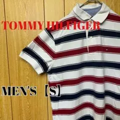 TN129【US輸入】TOMMY HILFIGER　ポロシャツ【S】ボーダー柄