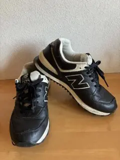 new balance 574ブラックスニーカー 23.5