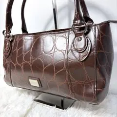 LANVIN COLLECTION ハンドバッグ クロコ型押し ブラウンのサムネイル