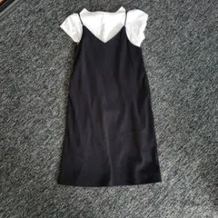 GUキッズ　白Tシャツ＆ブラックキャミワンピースセット　130