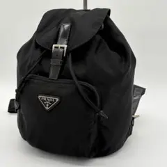 プラダ リュック バックパック 三角ロゴプレート ナイロン レザー 黒