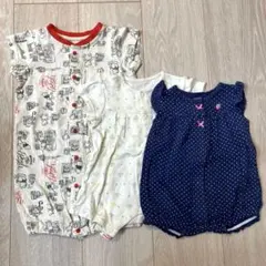 50サイズ 薄手ロンパース3着セット