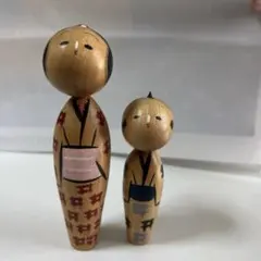 伝統的な手描きこけし2体セット