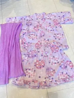 浴衣　花柄　ピンク　フリル　120 綿100 西松屋