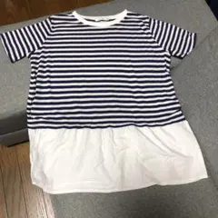 KOEトップス Mサイズボーダーホワイト×ネイビー