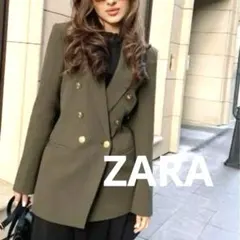 未使用品❣️ZARAザラ ダブル金ボタン テーラードジャケット カーキ オリーブM