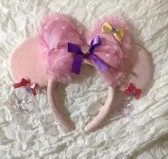ディズニー ミニーマウス　カチューシャ　ピンク　イヤリング