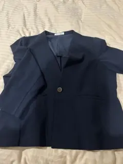 スーツ ノーカラージャケット ネイビー