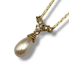 Dior クリスチャンディオール ネックレス パール ドロップ ラインストーンのサムネイル