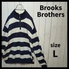 【Brooks Brother】ハーフジップニットプルオーバー　ボーダー　112のサムネイル
