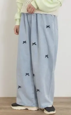 Samansa Mos2 リボンイージーパンツ