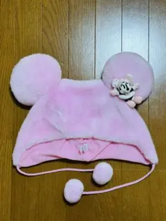ディズニー ミニー ファンキャップ ビンテージ被り物 ピンクラメ マスコット付き