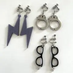 ユニークデザインイヤリング3点セット