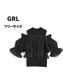 GRL オーガンジーブラウス×ニットトップスアンサンブル【tu1687】