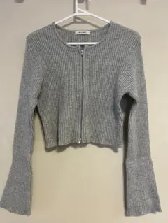 W CLOSET グレーリブニット ジッパー付き