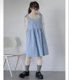 ehka sopo エヘカソポ 花刺繍キャミワンピース ブルー 水色 青 花柄