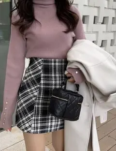 GRLインパン裏地付きチェック柄ツイードミニスカート[ta088] 新品未使用