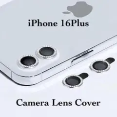 カメラレンズカバー iPhone16Plus ガラスフィルム ラインストーン