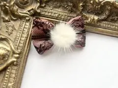 ハンドメイド　地雷系　量産型　ミンクファー　レースリボンヘアクリップ