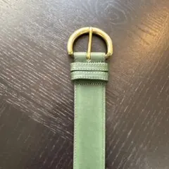 COACHゴシックグリーン レザー ベルト ゴールドバックル