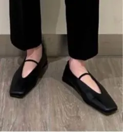 格安: MilaOwenミラオーウェン　スクエアトゥソフトフラットシューズ