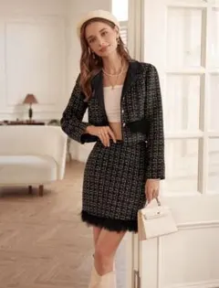 ラメツイードセットアップ　(ジャケット＋スカート)