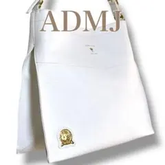 A.D.M.J 良品 日本製 肩掛け可 シボレザーワンショルダーバッグ ホワイトのサムネイル