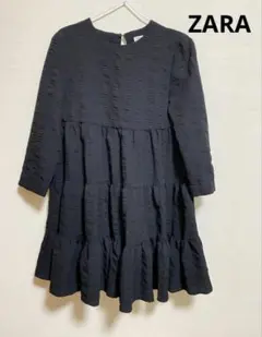 ZARA ティアード Aラインワンピース ／ブラック XS（日本Mサイズ相当）
