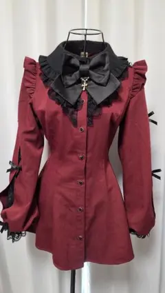 [完売品]Secret Honey 袖スリットレースフリルセットアップ レッド