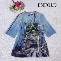 【美品】エンフォルド　半袖トップス　転写プリント　ペプラム　38のサムネイル
