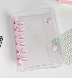シール帳 透明 クリアバインダー A7 ピンク リフィル10枚付き