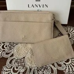 LANVIN ベージュレザー長財布