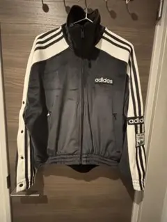 adidas フリースジャケット 黒/白3本ラインMサイズ