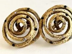 年代物 未使用 渦巻き グルグルデザイン vintage個性派イヤリング