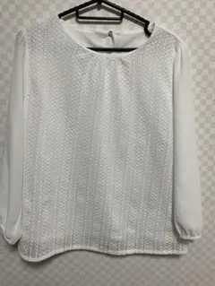 長袖 シフォン ホワイト 春コーデ キレイめコーデ ☆ フォーマルにも LL