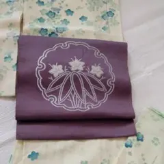 名古屋帯　342cm 光沢のある帯　紫色の帯　紫帯