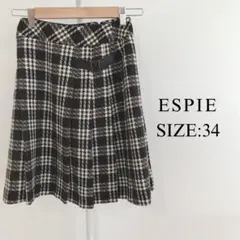 【美品】 ESPIE レディース ミニ丈 スカート ツイード チェック ベルトのサムネイル