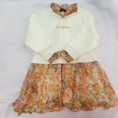 ムージョンジョン　ワンピース　オレンジ花柄