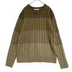 セブンデイズサンデイ　マルチボーダー ケーブル編みニット　茶系　M