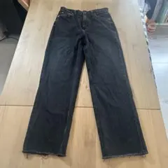 RED CARD MM66ブラックストレートデニム フリンジ裾 24サイズ