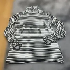 ストライプ柄 長袖トップス Lサイズ グレー