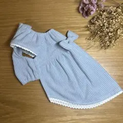 ハンドメイド犬服　小型犬用　 リラックスワンピ（スモーキーブルー）