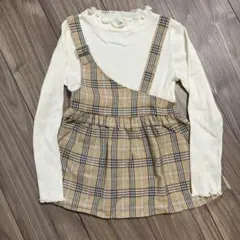 チェック柄長袖カットソー 130サイズ