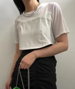 Ameri Tシャツ DOCKING SHEER CUT TOPのサムネイル