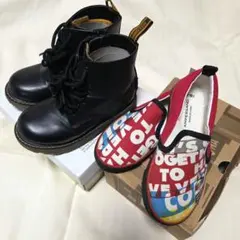 【HANG TEN】【AMPERSAND】キッズ 黒ブーツ スリッポン 18.0