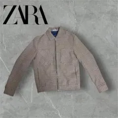 【古着】ZARA メンズ チェック柄 ジップアップジャケット Sサイズ