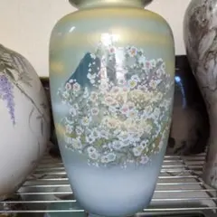 陶器 花瓶 青と白のグラデーション