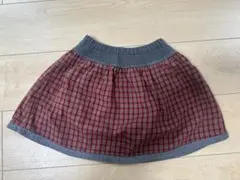 ファミリア　リバーシブル　スカート　チェック　110cm グレー　刺繍